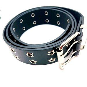 Gothic Grommet + Rivet Vegan Leather Belt Unisex Black New